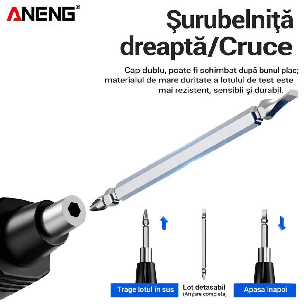 Tester Tensiune cu Șurubelniță Dublu Capăt