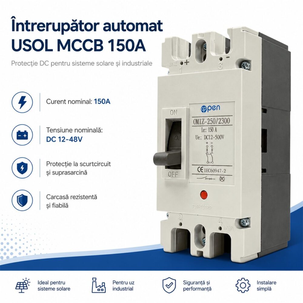 Întrerupător automat MCCB 150A DC OPEN – caracteristici și detalii tehnice