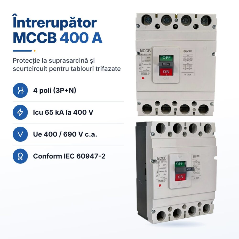 intrerupator mccb 400a 4p open om1