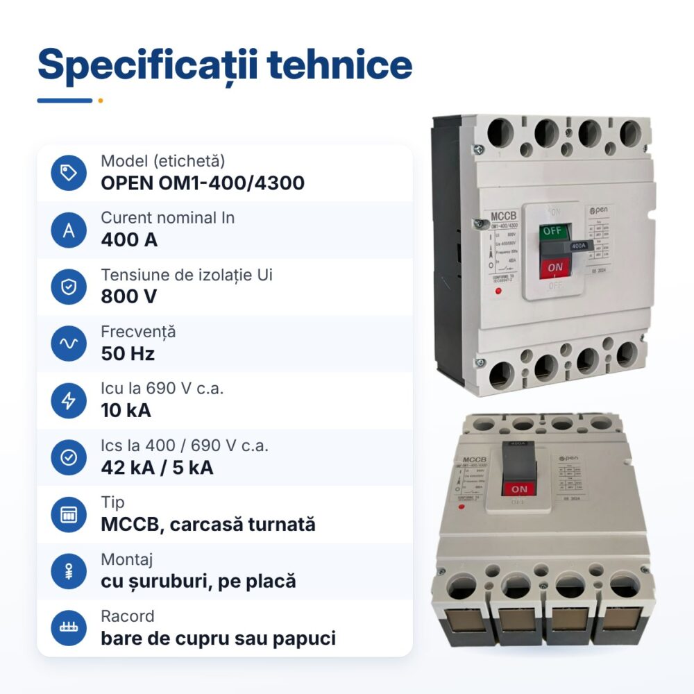 intrerupator mccb 400a 4p open om1