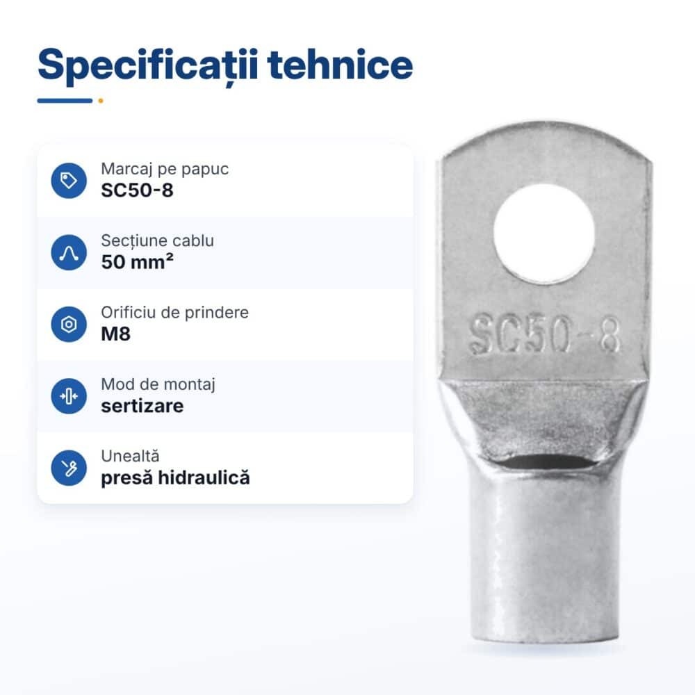 papuc cupru cositorit 50mm2 m8 sc50 8