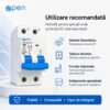Siguranță automată DC 16A 2 poli 500V OPEN – caracteristici și detalii tehnice