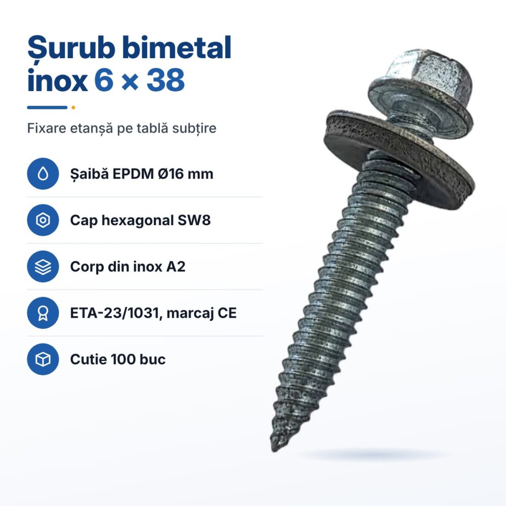 surub bimetal 6x38 epdm